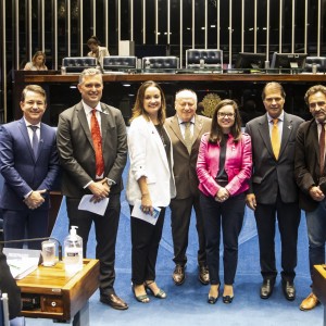 Munir Calaça (Parque Nacional do Iguaçu), Murilo Pascoal, presidente do Conselho do SINDEPAT, Carolina Negri (SINDEPAT), Marcelo Gutglas (Grupo Playcenter), Jaqueline Gil (Embratur), Alain Baldacci (Wet´n Wild) e Milton Zuanazzi (MTur)